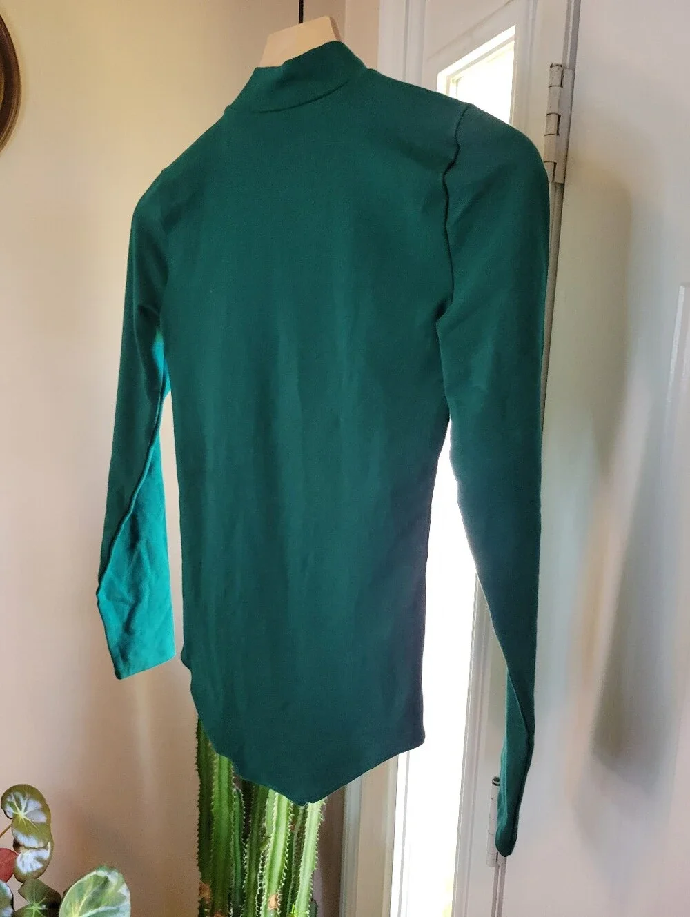 NWT J. Crew Green Mock Neck Thick‎ Stretchy Bodysuit, Size Womens XS NEW